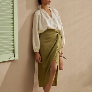 MANEBI Linen Wrap Skirt